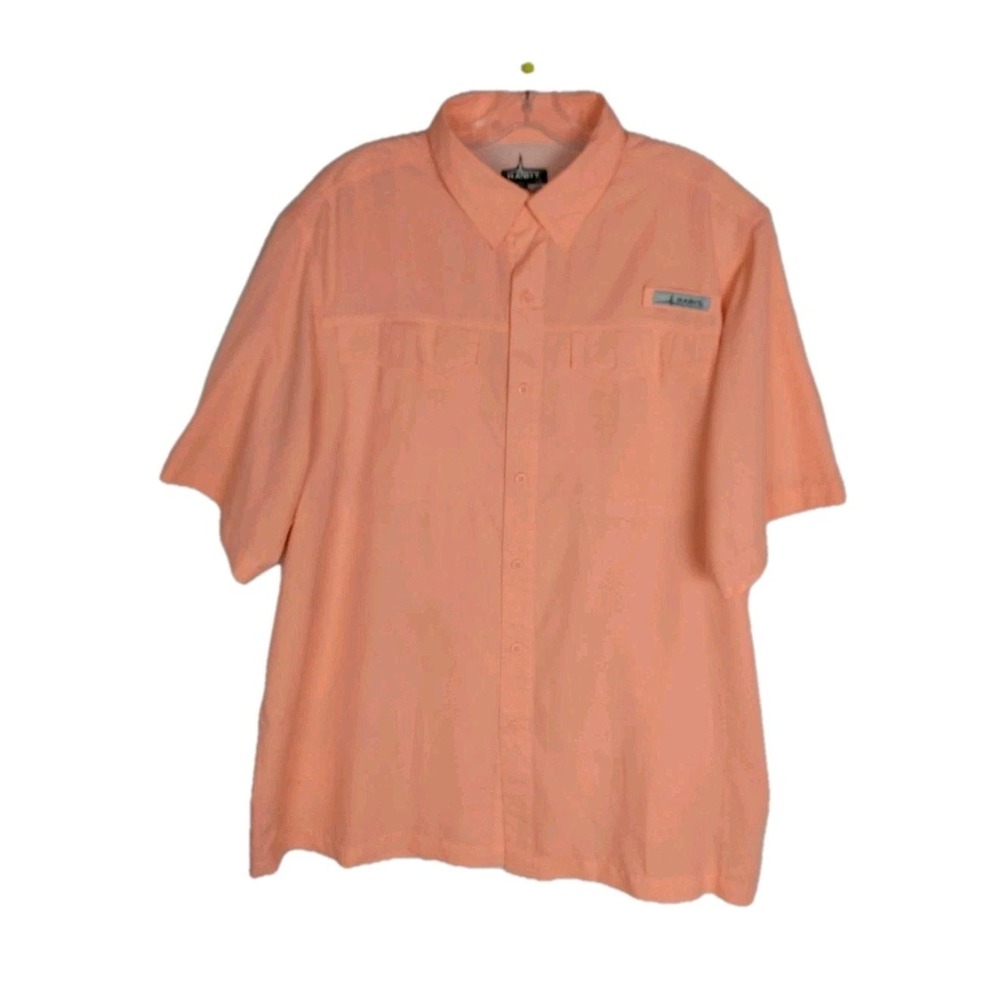 Habit Fishing Shirt Polyester‎ Men's Large Orange EUC